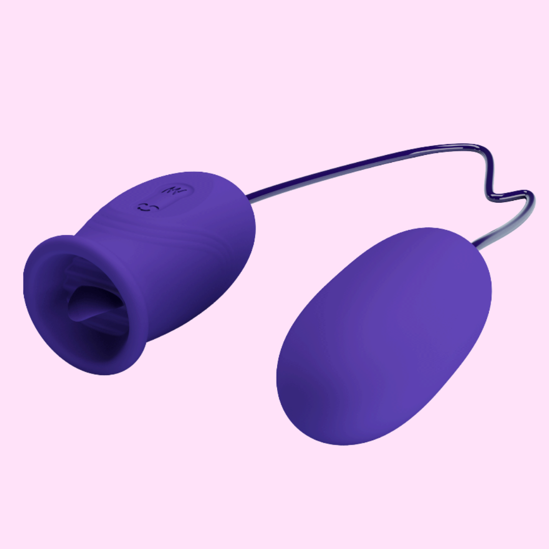 Huevo Vibrador con Estimulador de Clítoris Tipo Lengua