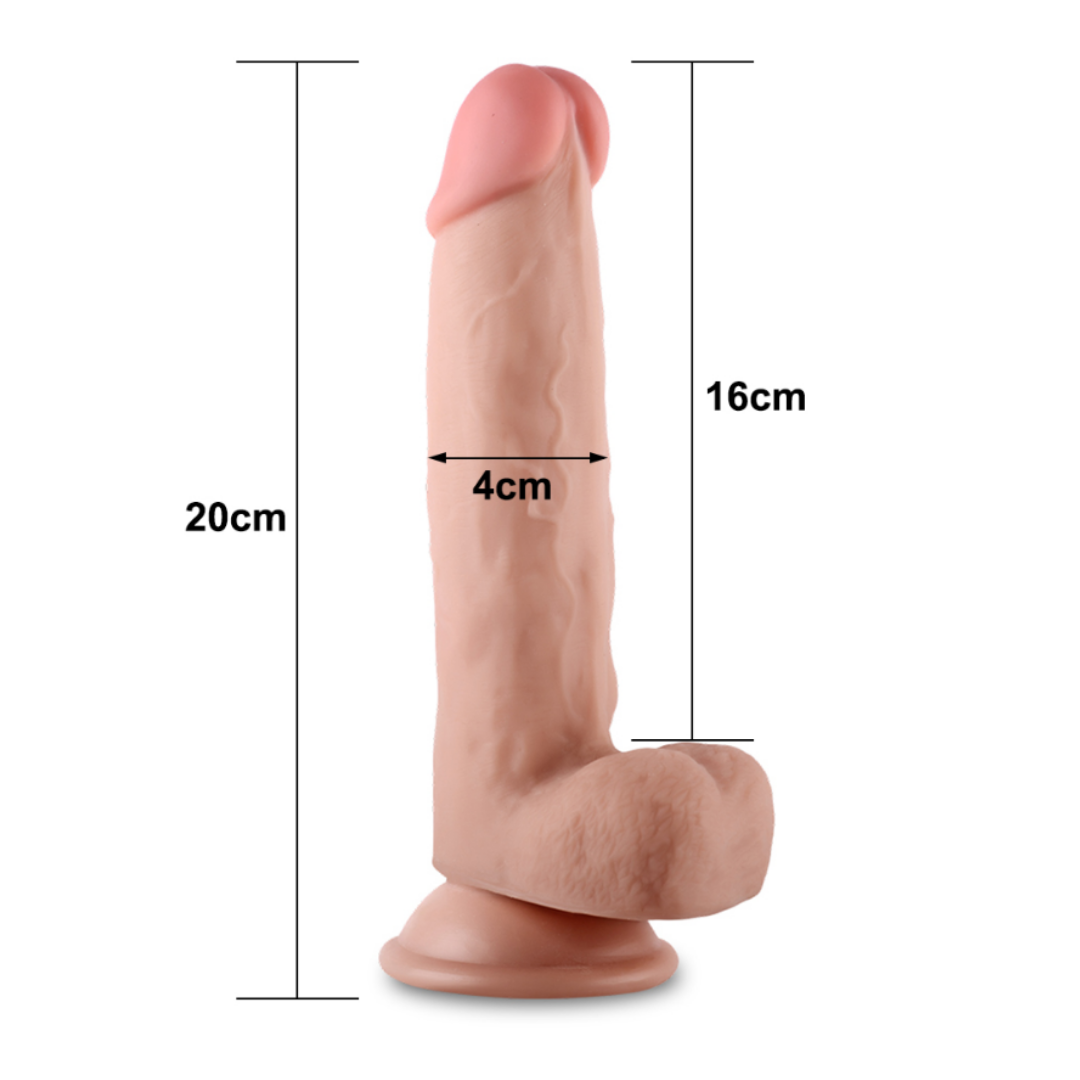 Consolador con Piel Deslizante “Prepucio” de 20cm