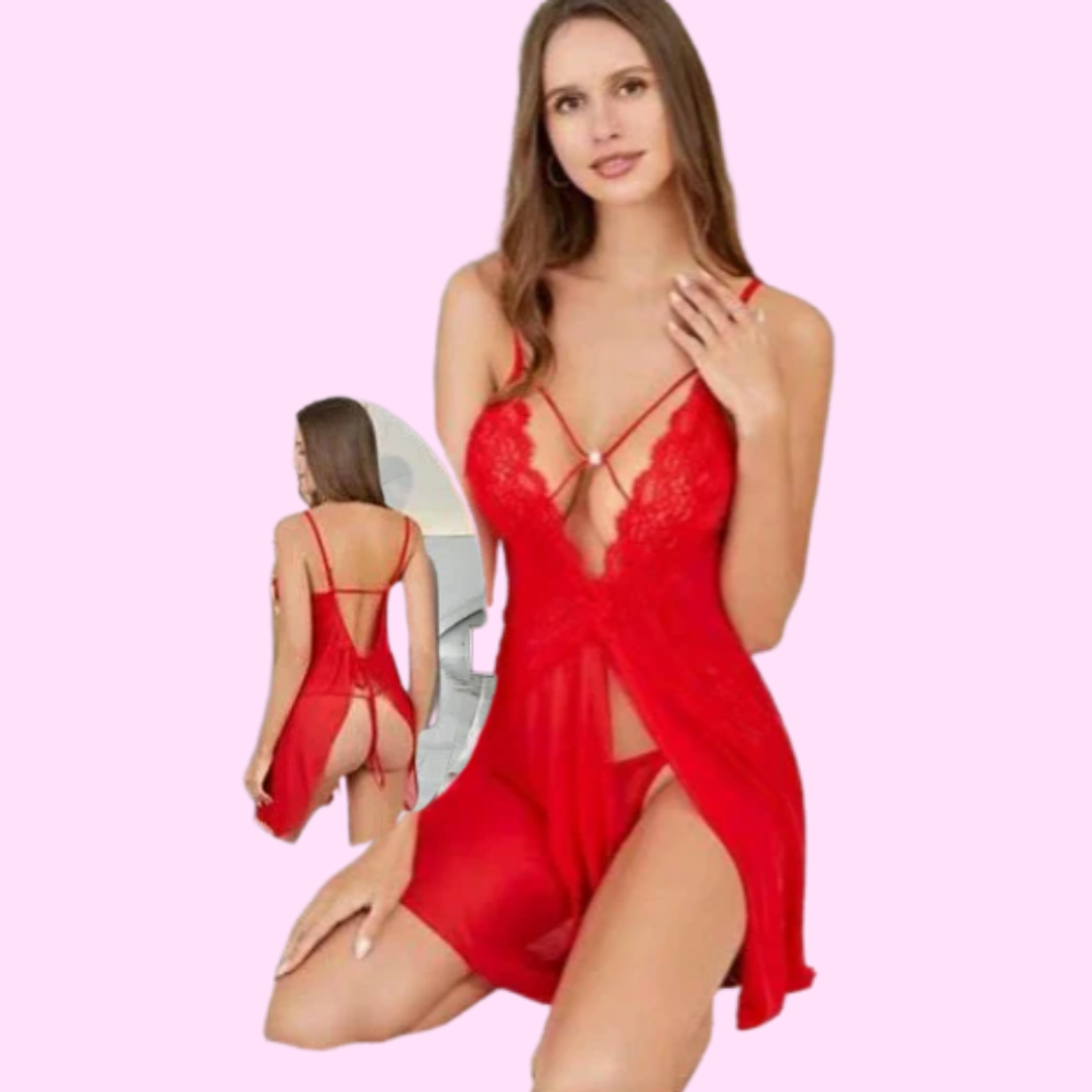 Babydoll de Encaje Rojo