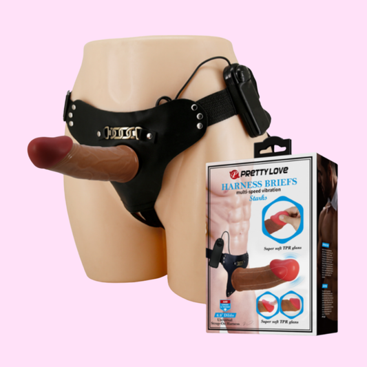Arnes hueco con vibrador 18 cm