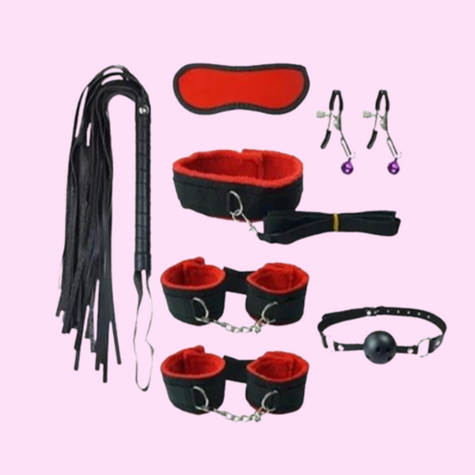 Kit BDSM Fetiche Negro y Rojo 8 piezas