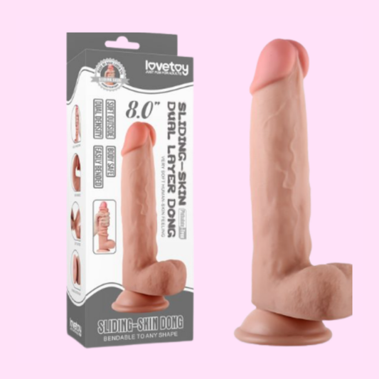 Consolador con Piel Deslizante “Prepucio” de 20cm