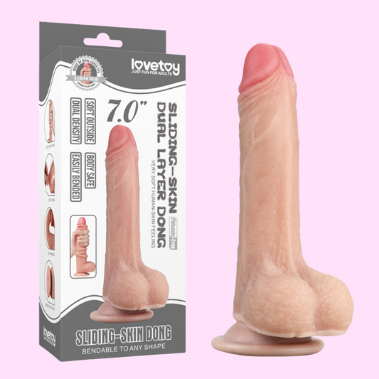 Consolador con Piel Deslizante “Prepucio” de 18cm
