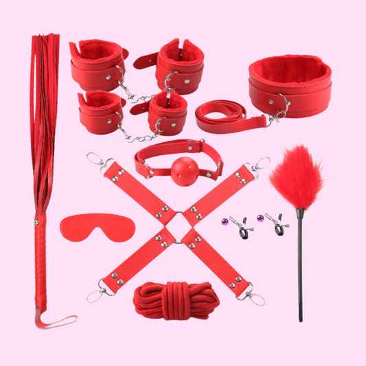 Kit BDSM Fetiche Rojo 11 piezas